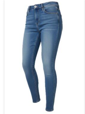 Women's Jeans Sz 10 S & Co. Blue Denim Tapered Low Rise Stretch Distressed Whisk